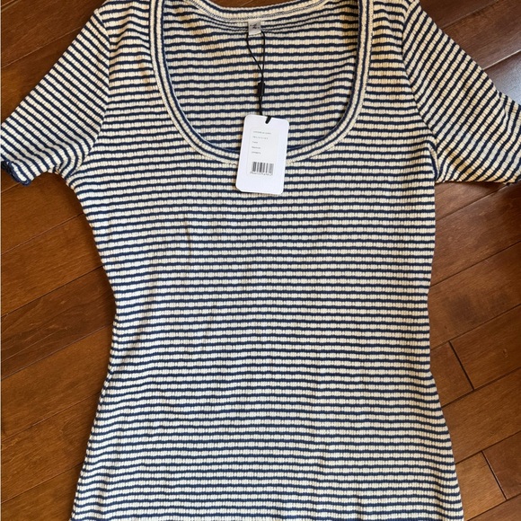 YSE Tops - YSÉ Paris Scoop Neck - Navy & White (S)